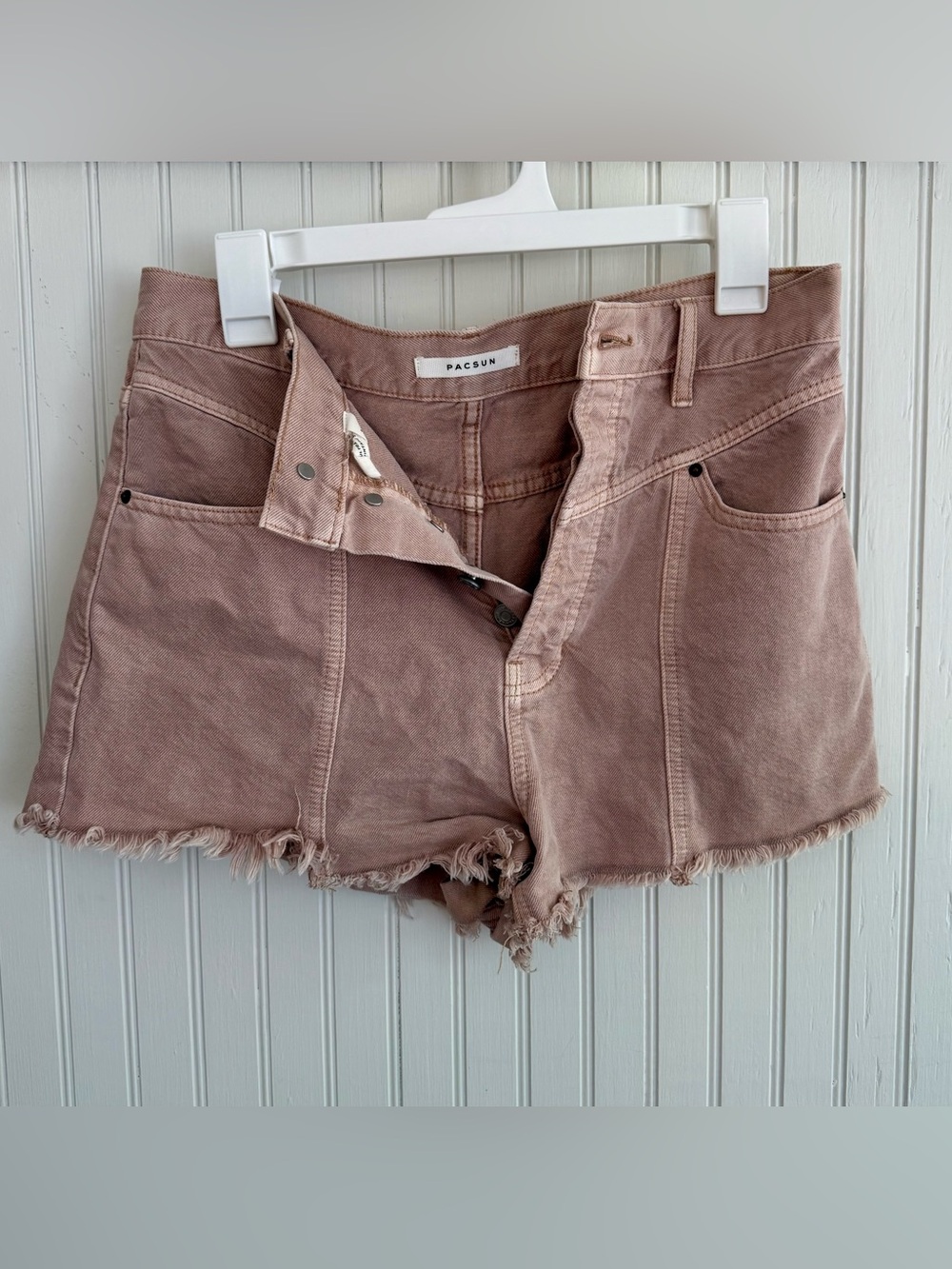 PacSun Mauve Denim Shorts Frayed Hem